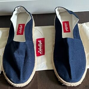 NWT Handmade in Capri- Zabattigli Linen Canvas Navy Espadrilles Unisex EU 40